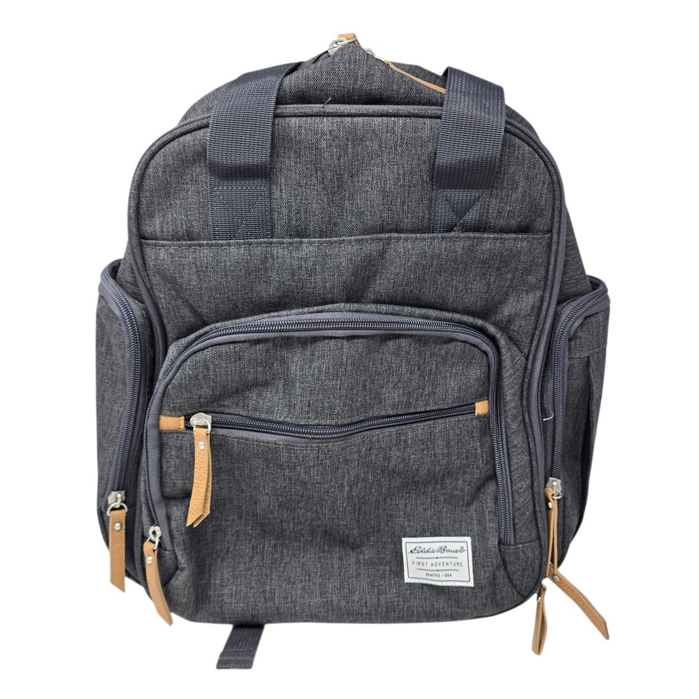 Eddie Bauer First Adventure Diaper Bag Backpack Gray Insulated Pocket
